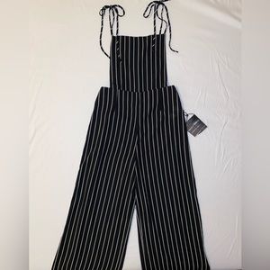 FOREVER 21 black/white stripe strappy jumpsuit
